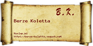 Berze Koletta névjegykártya